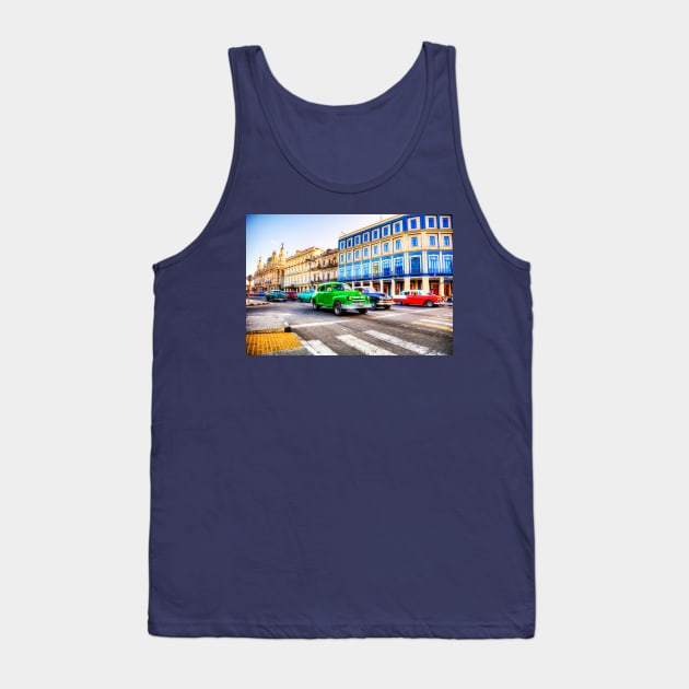 Havana Taxis At The Junction In Cuba Tank Top by tommysphotos